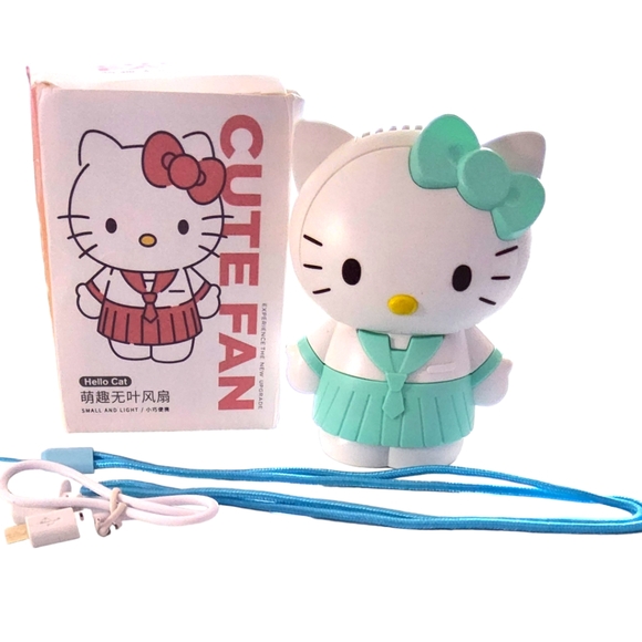 Just In!! HELLO KITTY Strong Flow Air Breeze Mini Cute Fan W/Lanyard + C.Cable - Picture 9 of 16